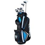 M5 Men’s Complete Golf Clubs Package Set Includes Titanium Driver, S.S. Fairway, S.S. Hybrid, S.S. 5-PW Irons, Putter, Stand Bag, 3 H/C’s