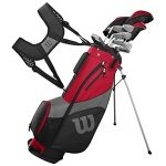 M5 Men’s Complete Golf Clubs Package Set Includes Titanium Driver, S.S. Fairway, S.S. Hybrid, S.S. 5-PW Irons, Putter, Stand Bag, 3 H/C’s