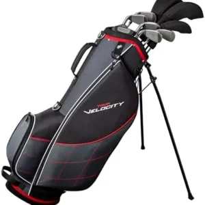 Wilson Tour Velocity Complete Golf Set with Stand Bag – Men’s Right Hand, Regular Flex, Black/Red